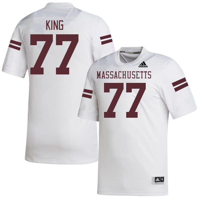 Massachusetts Minutemen #77 Jaxon King College Football Jerseys Stitched-White